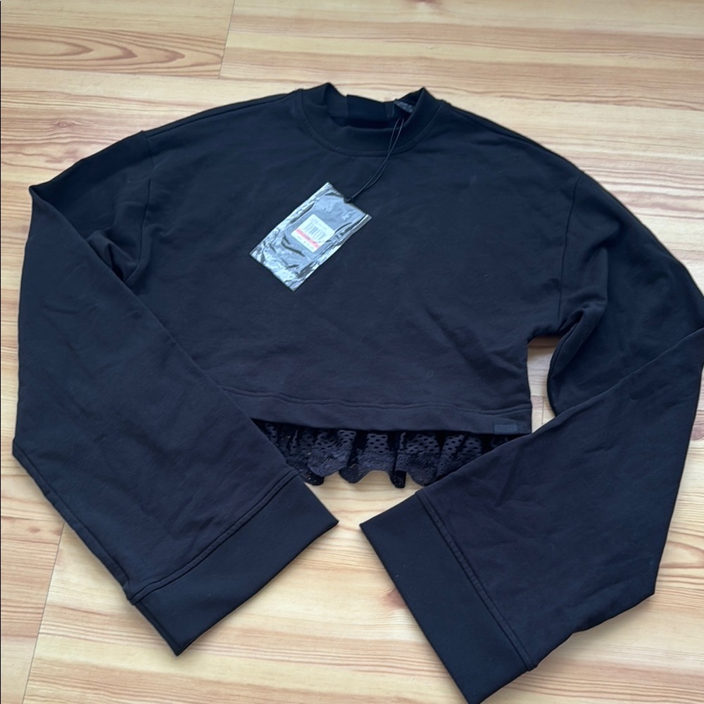 Puma Black Boxy Crop Sweatshirt Fenty XS new